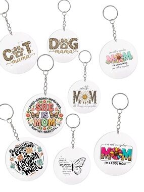 Mom Themed Round Keychain - Assorted  designs acrylic pick 1
